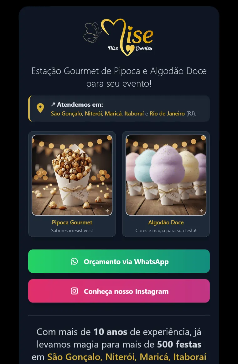 Nise Eventos - Pipoca Gourmet